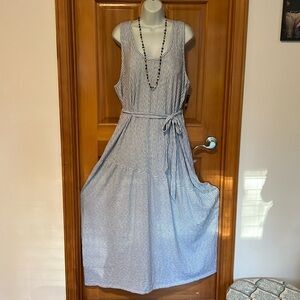 NWT. LUCKY BRAND.  Lovely blue/white pinstriped maxi dress. Floor length. Flowy.